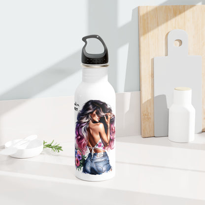 Thank U, Next Stylish Stainless Steel Water Bottle, Trendy Reusable Hydro Flask, Eco-friendly Gift for Women, Motivational Water Bottle, Floral Design