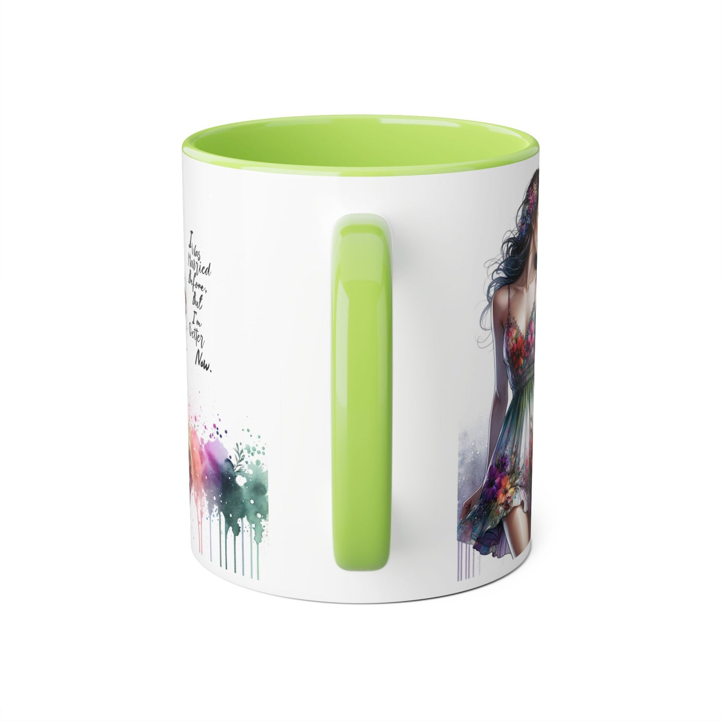 I Was Married Before But I'm Better Now Humoristic Floral Art Accent Mug, Inspirational Coffee Cup, Unique Gift for Her, Spring Decor, Creative Homeware