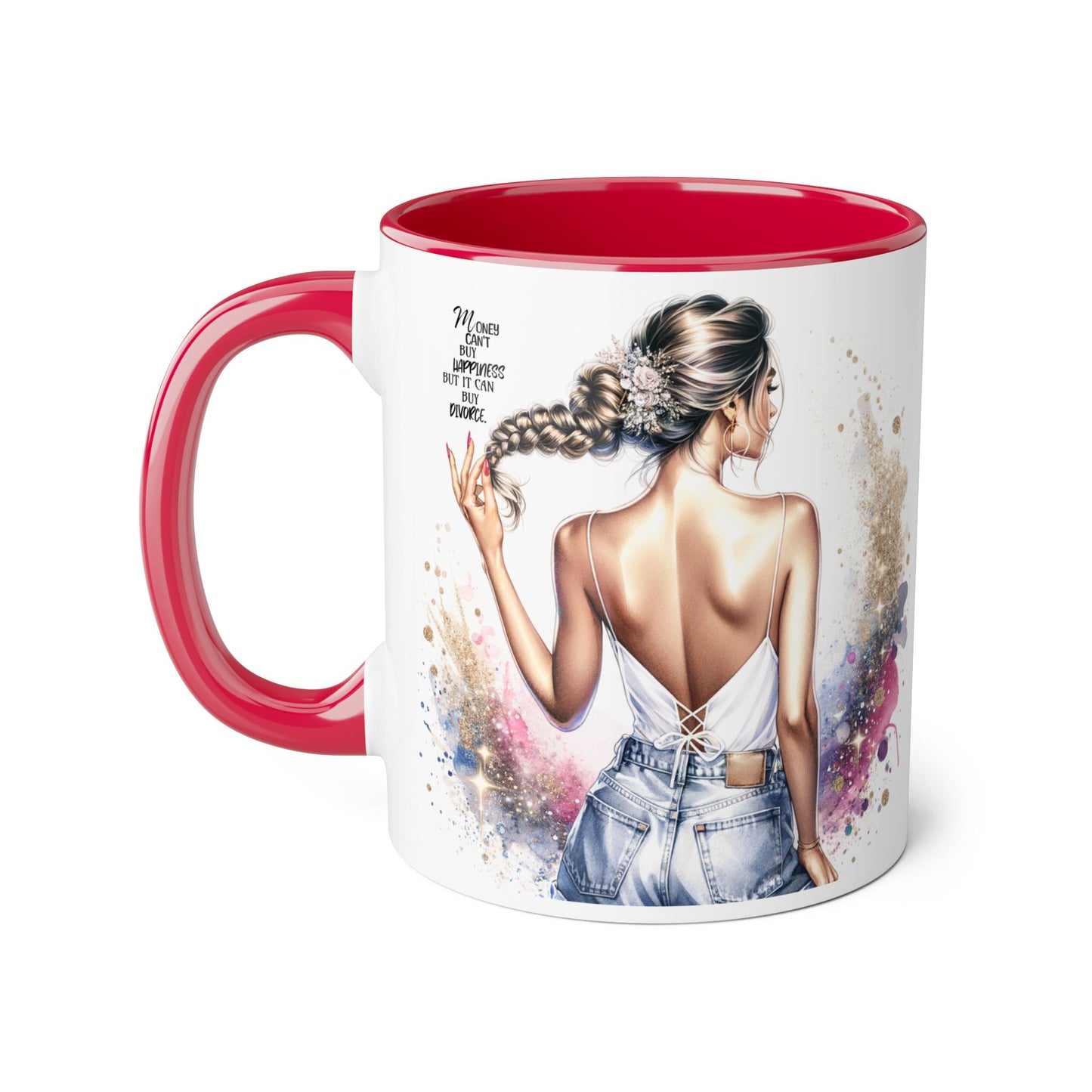Money Can't Buy Happiness But It Can Buy Divorce Humoristic Inspirational Accent Mug, 11oz Coffee Cup, Unique Gifts, Motivational Drinkware, Home Office Decor