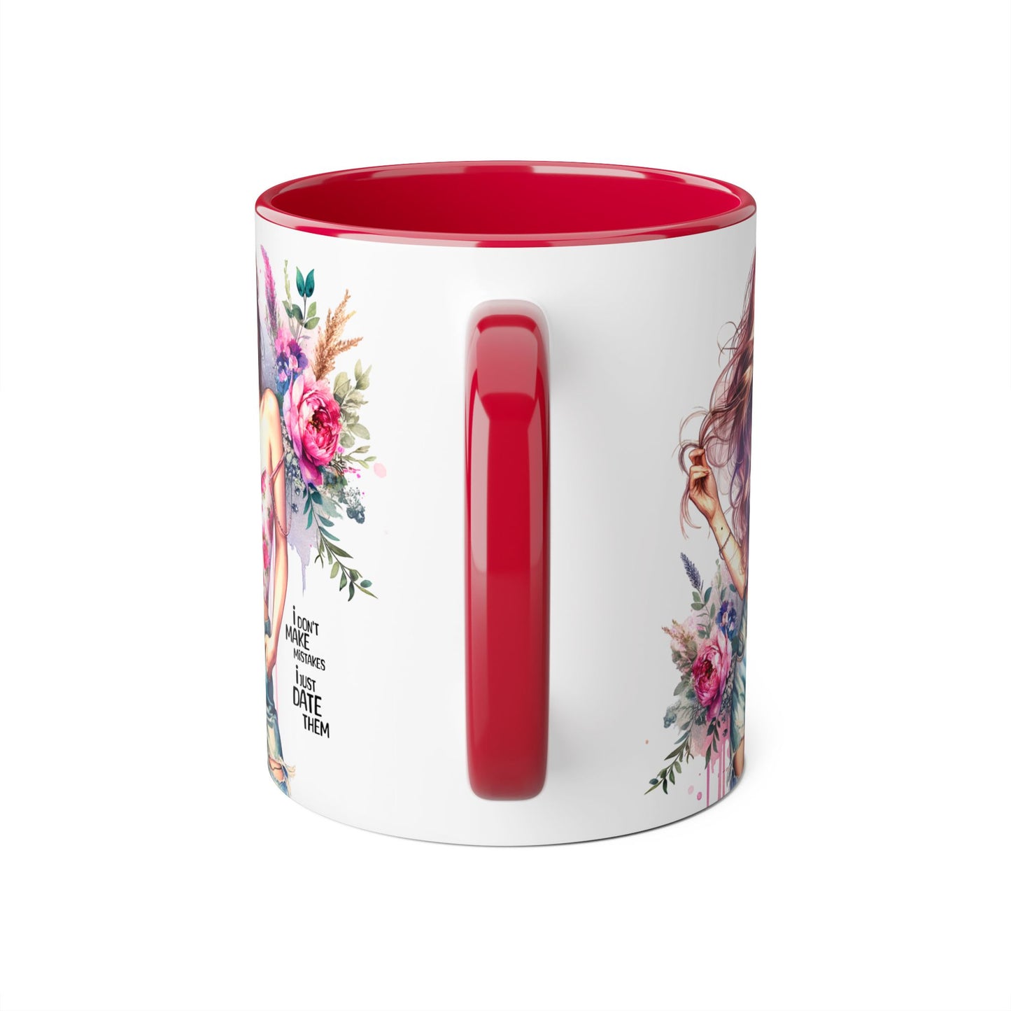 I Don't Make Mistakes, I Date Them Bohemian Floral Accent Mug, 11oz - Perfect Gift for Women, Art Lover Mug, Cute Coffee Cup, Birthday Gift, Home Decor