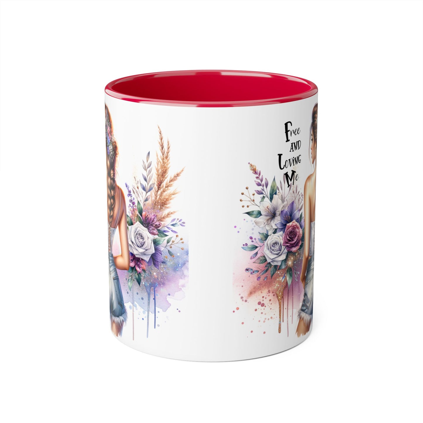 Free and Loving Me Chic Floral Accent Mug - Perfect Gift for Nature Lovers, Coffee Drinkers, Home Decor, Inspirational, Mother’s Day