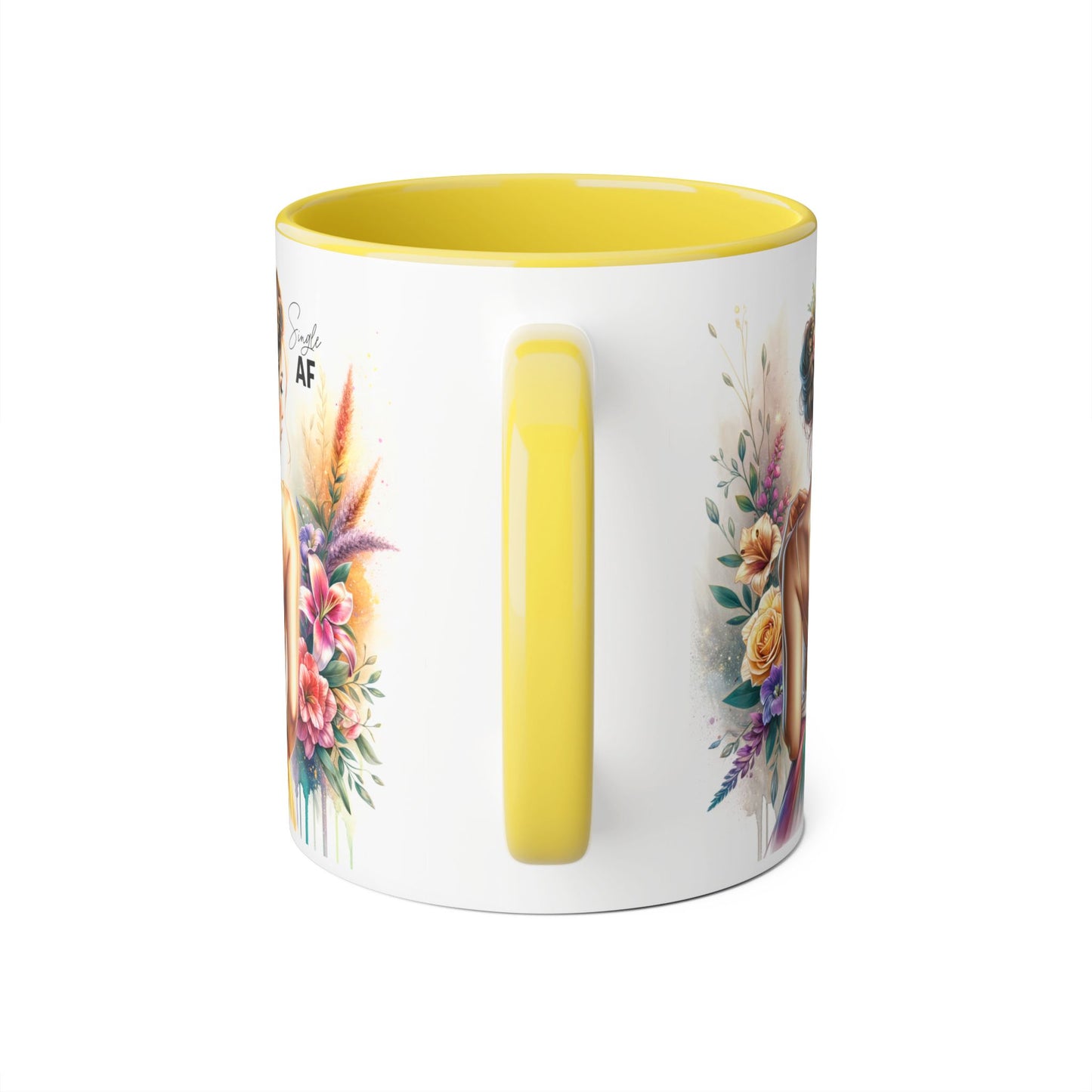Colorful Floral Accent Mug with Inspirational Quote