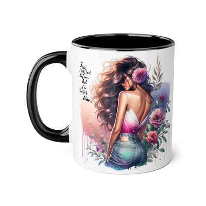 I Was Married Before But I'm Better Now Artistic Accent Mug, Inspirational Coffee Cup, Floral Design Gift, Empowering Mug for Women, Thoughtful Home Decor, Unique Tea Cup