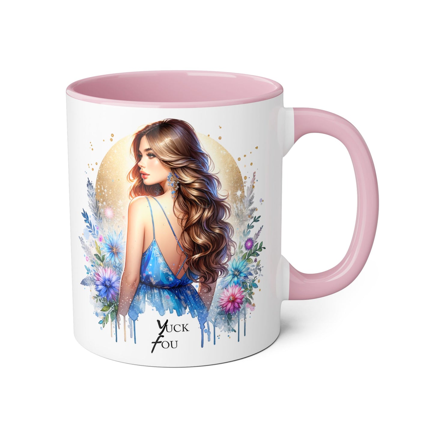 Yuck Fou Floral Accent Mug Collection - Inspirational Coffee Cup for Women, Unique Gift for Friends, Home Decor, Birthday Present, Self-Care Tea Mug