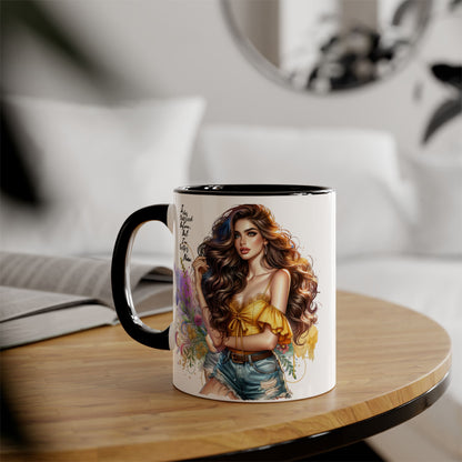 I Was Married Before But I'm Better Now Boho Chic Accent Mugs, Inspirational Coffee Cup, Gift for Her, Unique Art Mug, Home Decor, Vibrant Floral Design