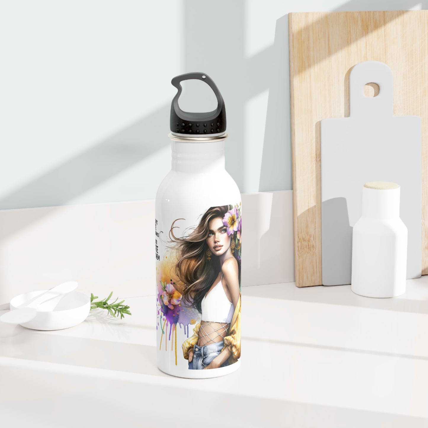 I Don't Make Mistakes, I Date Them Chic Stainless Steel Water Bottle - Floral Design, Eco-Friendly Travel Mug, Fitness Hydration, Unique Gift, Sustainability Lover