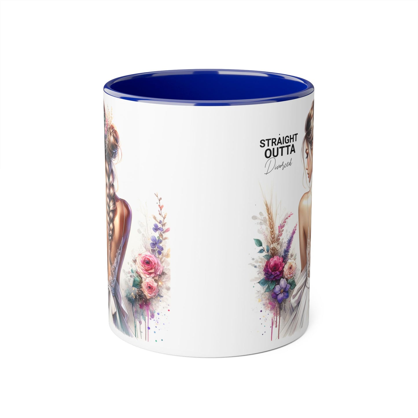 Straight Outta Divorced Humoristic Elegant Floral Accent Mug, Perfect Gift for Weddings, Bridesmaid, Coffee Lovers, Home Decor, Floral Mug, Art Mug