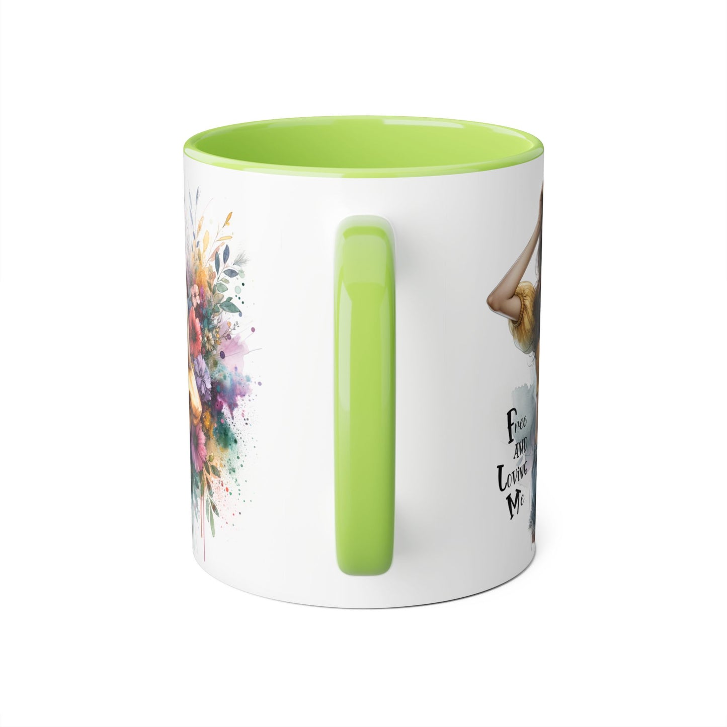Free and Loving Me Bohemian Floral Accent Mug, Women's Gift, Coffee Mug, Inspirational Coffee Cup, Tea Lover's Mug