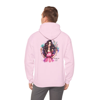 I'm Too Cute For My Ex Colorful Artistic Hooded Sweatshirt, Trendy Unisex Hoodie, Gift for Art Lovers, Cozy Fashion, Casual Streetwear