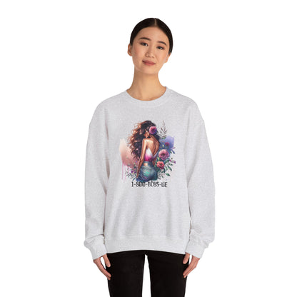 1-800-Boys-Lie Boss Babe Floral Sweatshirt | Unisex Comfortable Crewneck, Trendy Gift for Her, Affirmation Clothing, Cozy Fashion
