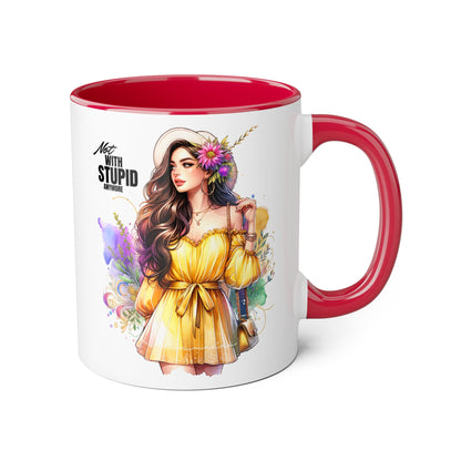 Not With Stupid Anymore Humoristic 11oz Accent Mug