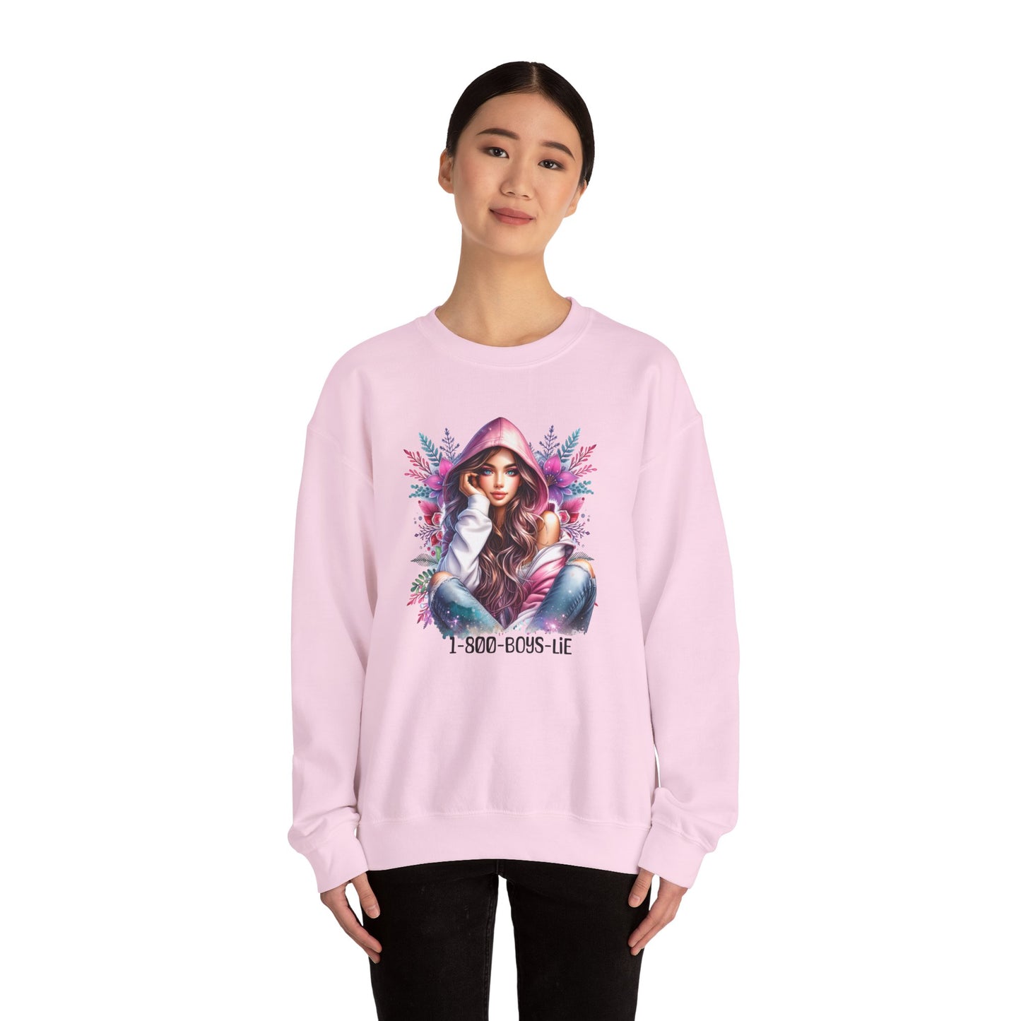 1-800-Boys-Lie Chic Floral Sweatshirt, Cozy Crewneck, Fall Fashion, Gift for Her, Self-Care Sweater, Cute Relaxed Fit