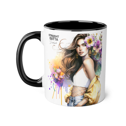Straight Outta Divorced Humoristic Chic Floral Art Mug - Stylish Coffee Cup for Home or Office, Perfect Gift for Birthdays, Mother’s Day, or Coffee Lovers