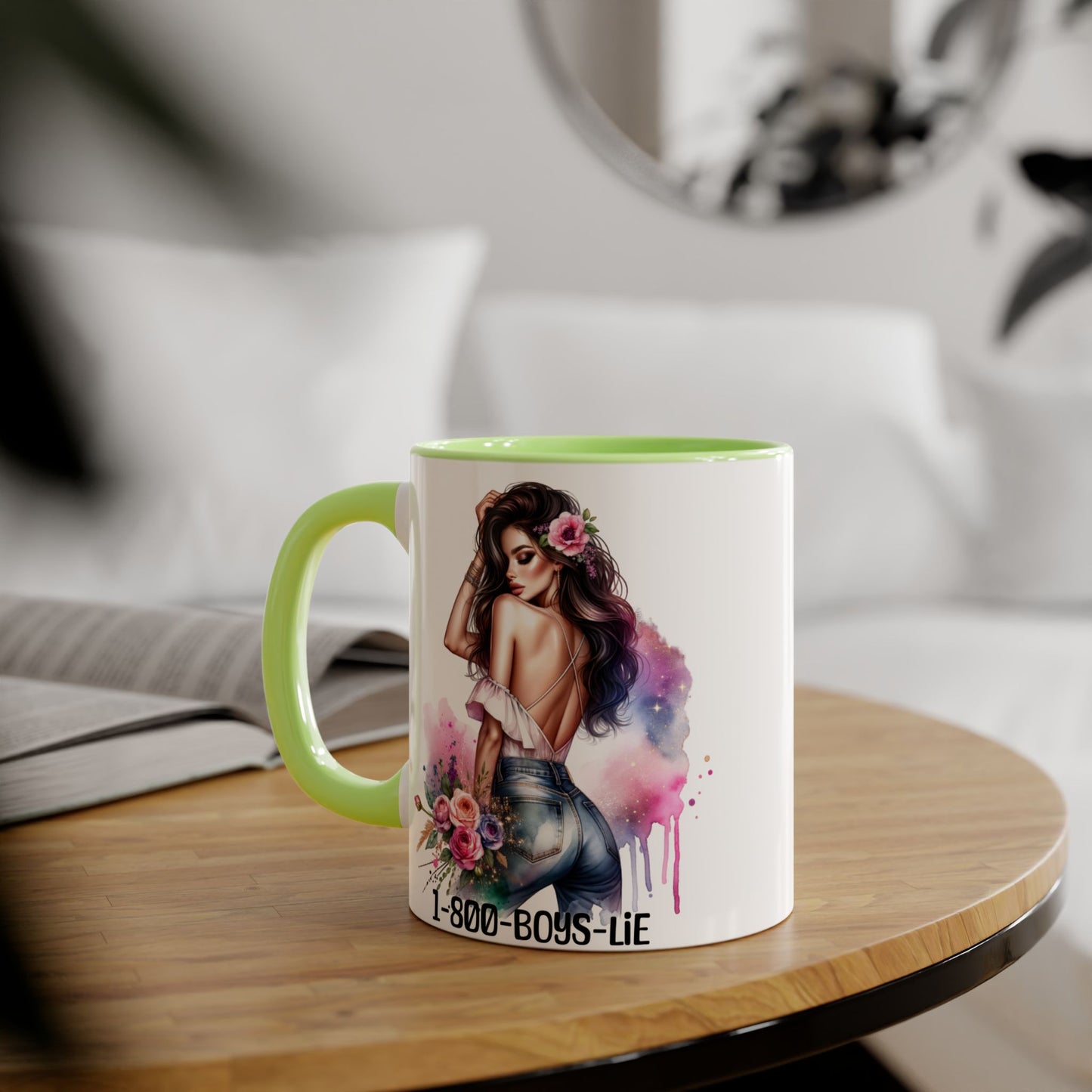 Stylish Accent Mugs, 11oz - Fun Gift for Friends, 1-800-BOYS-LIE, Coffee Lover Present, Unique Mug for Selfies