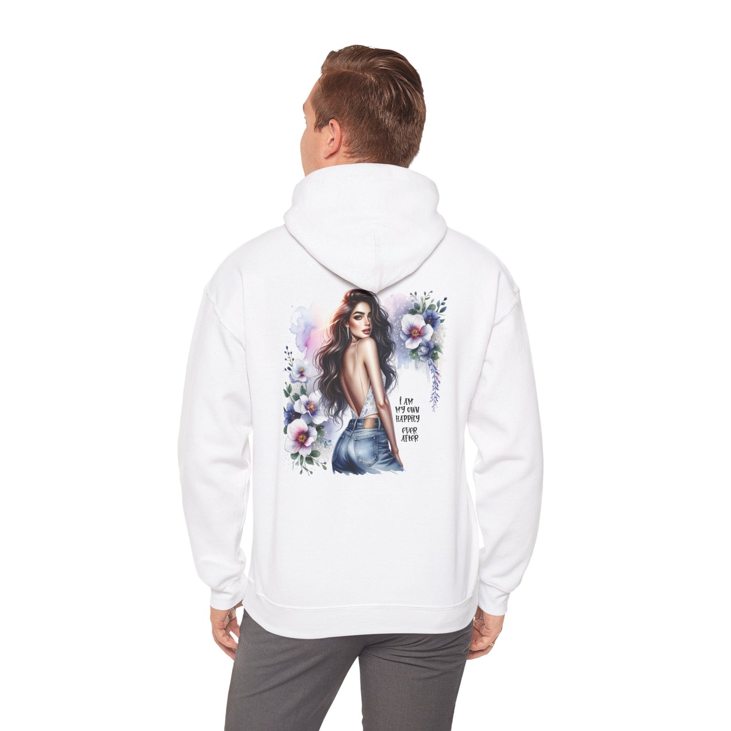 I Am My Own Happily Ever After Floral Graphic Hoodie with Inspiring Quote, Cozy Unisex Sweatshirt