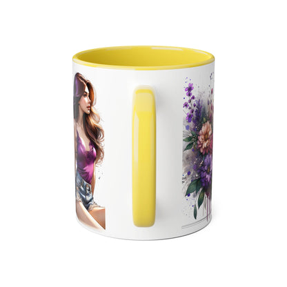 Chic Floral Accent Mug - Perfect for Coffee Lovers, Gift for Her, Home Decor, Floral Art Mug, Unique Drinkware