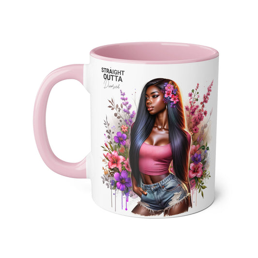 Straight Outta Divorced Humoristic Floral Accent Mug