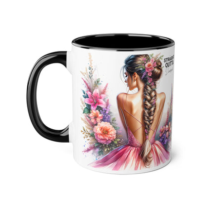 Straight Outta Divorced Humoristic Floral Art Accent Mug - Perfect Gift for Friends, Birthday Celebration, Mother's Day, Coffee Lover, Home Decor