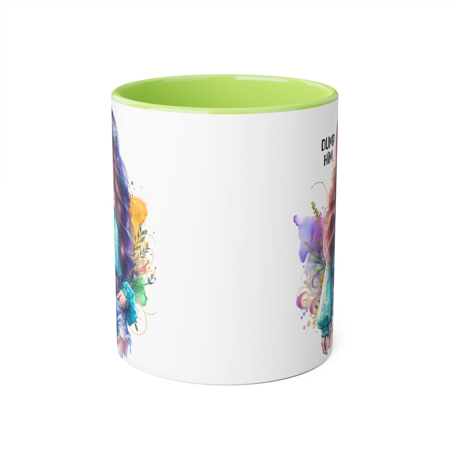 Colorful Dump Him Accent Mug, Inspirational Coffee Cup, Gift for Friends, Motivational Tea Mug, Fun Art Ceramic Cup