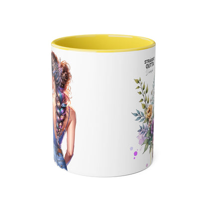 Straight Outta Divorced Humoristic Floral Art Coffee Mug, Gift for Her, Unique Coffee Cups, Floral Mugs for Any Occasion