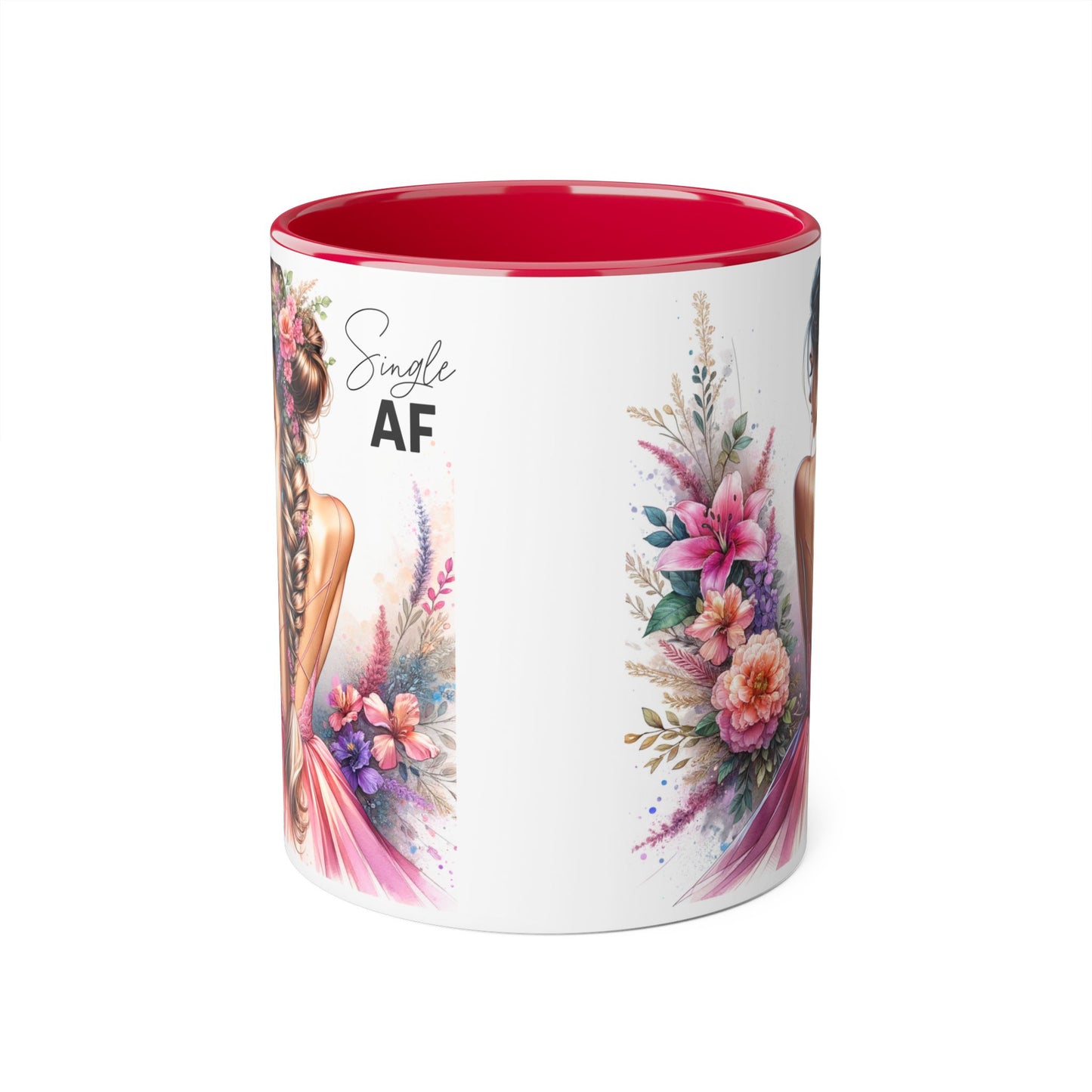 Single AF Floral Accent Mug - Perfect Gift for Single Friends, Celebration, Coffee Lovers, Birthday, Chic Decor