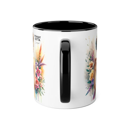 Straight Outta Divorced Humoristic Artistic Accent Mugs, 11oz | Botanical Floral Designs | Perfect Gift for Art Lovers, Home Decor, Birthday, Coffee Enthusiasts, Tea Lovers