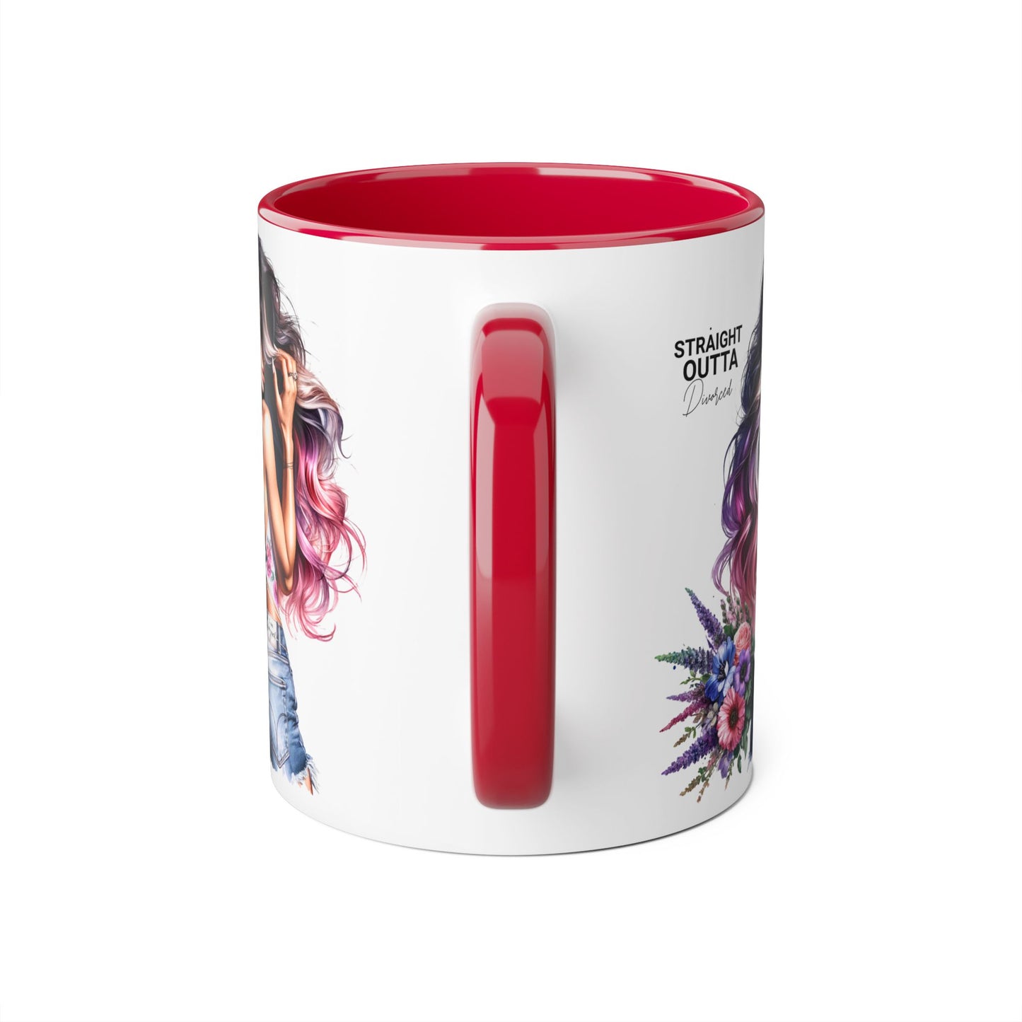 Straight Outta Divorced Humoristic Chic Accent Mugs for Trendy Coffee Lovers | Floral Design, Gifts for Her, Home Decor, Unique Kitchenware, Straight Outta Mug