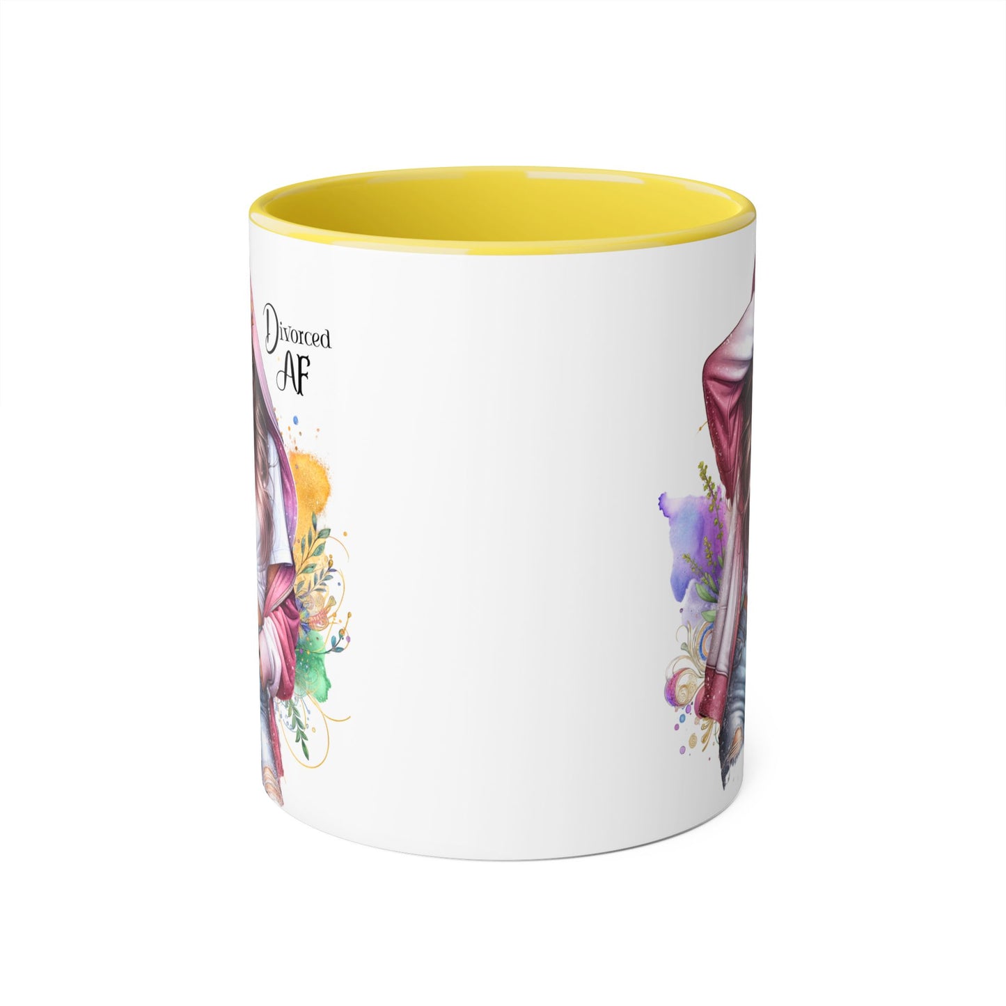 Trendy Accent Mug - 'Divorced AF' Design, Chic Gift for Friends, Coffee Lovers, Inspirational Drinkware, Birthday, Everyday Use