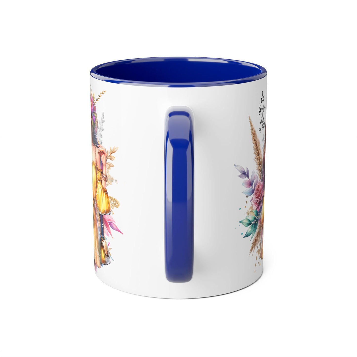 I Hold Grudges, I'll Heal in Hell  Humoristic Bohemian Accent Mug, Colorful Floral Art, Gift for Her, Coffee Lover's Dream, Inspirational Quote