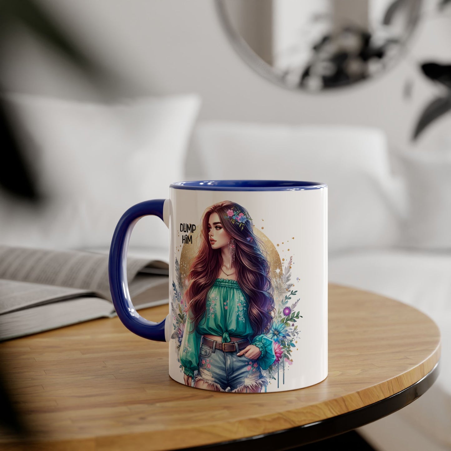 Empowered Woman Accent Mug, Inspirational Coffee Cup, Gift for Her, Motivational Mug, Art Mug for Friends, Self-Care
