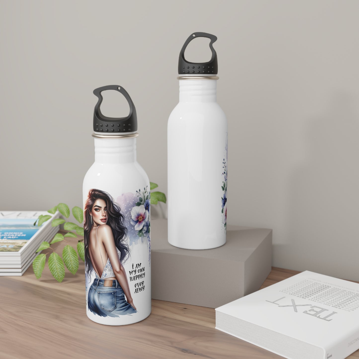 Floral Art Stainless Steel Water Bottle - "I Am My Own Happily Ever After "