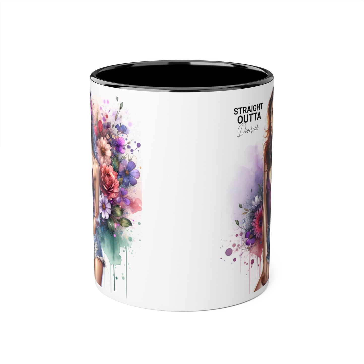 Straight Outta Divorced Humoristic Floral Art Accent Mug, Straight Outta, Gift for Her, Coffee Lover, Home Décor, Unique Tea Cup, Birthday Present
