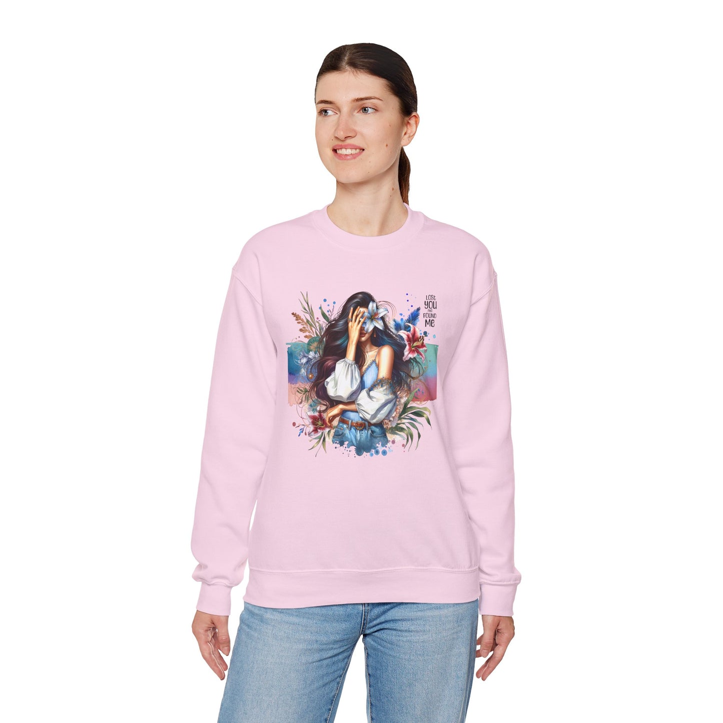 Lost You And Found Me Artistic Unisex Sweatshirt for Comfort and Style - Cozy Apparel, Gift for Her, Trendy Fashion, Relaxed Fit, Casual Wear