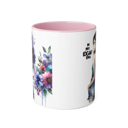 Bold Floral IDGAF Era Mug | Unique Coffee Gift | Retro Vibes | Sassy Tea Cup | Fun Home Decor | Statement Drinkware | 11oz Accent Mug