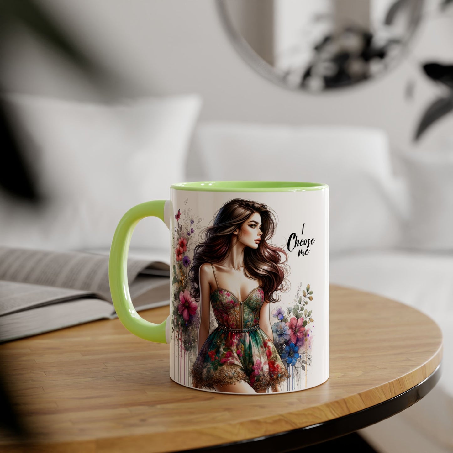 I Choose Me  Floral Accent Mug, 11oz Coffee Cup, Self-Love Gift, Inspirational Drinkware, Unique Home Decor, Feminine Art Mug