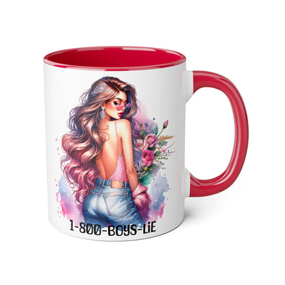 Trendy Coffee Mug with Chic Girl Design - Perfect Gift for Friends, 1-800-Boys-Lie, Cute Floral Mug, Birthday Gift, Coffee Lover, [...]