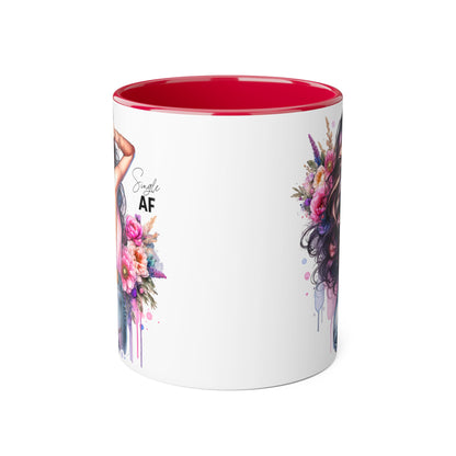 Single AF Chic Floral Accent Mug, Stylish Coffee Cup, Gift for Her, Trendy Home Decor, Birthday Present, Self-Love Reminder