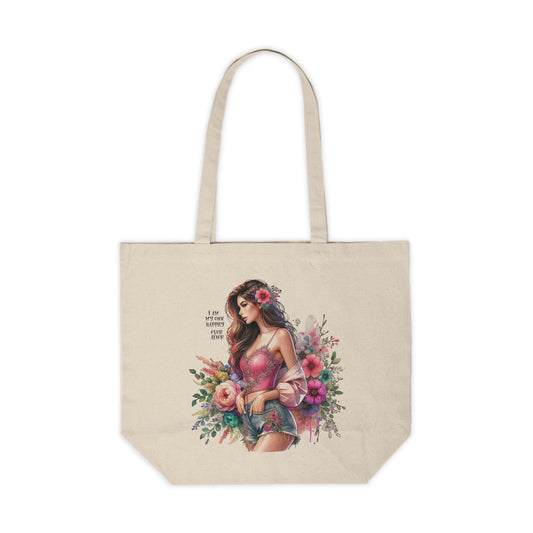 I Am My Own Happily Ever  After Floral Chic Canvas Tote Bag, Eco-Friendly Shopping Bag, Summer Beach Tote, Gift for Her, Boho Style Bag