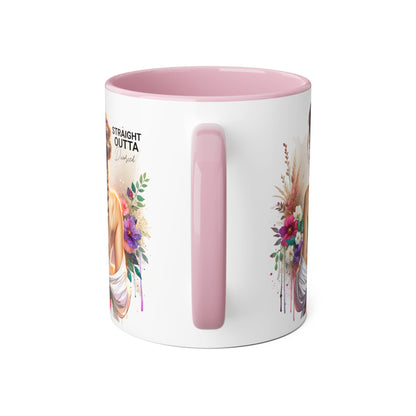 Straight Outta Divorced Humoristic Elegant Floral Accent Mug - Straight Outta Inspired Design, Coffee Cup, Gift for Her, Home Decor, Unique Drinkware, Birthday