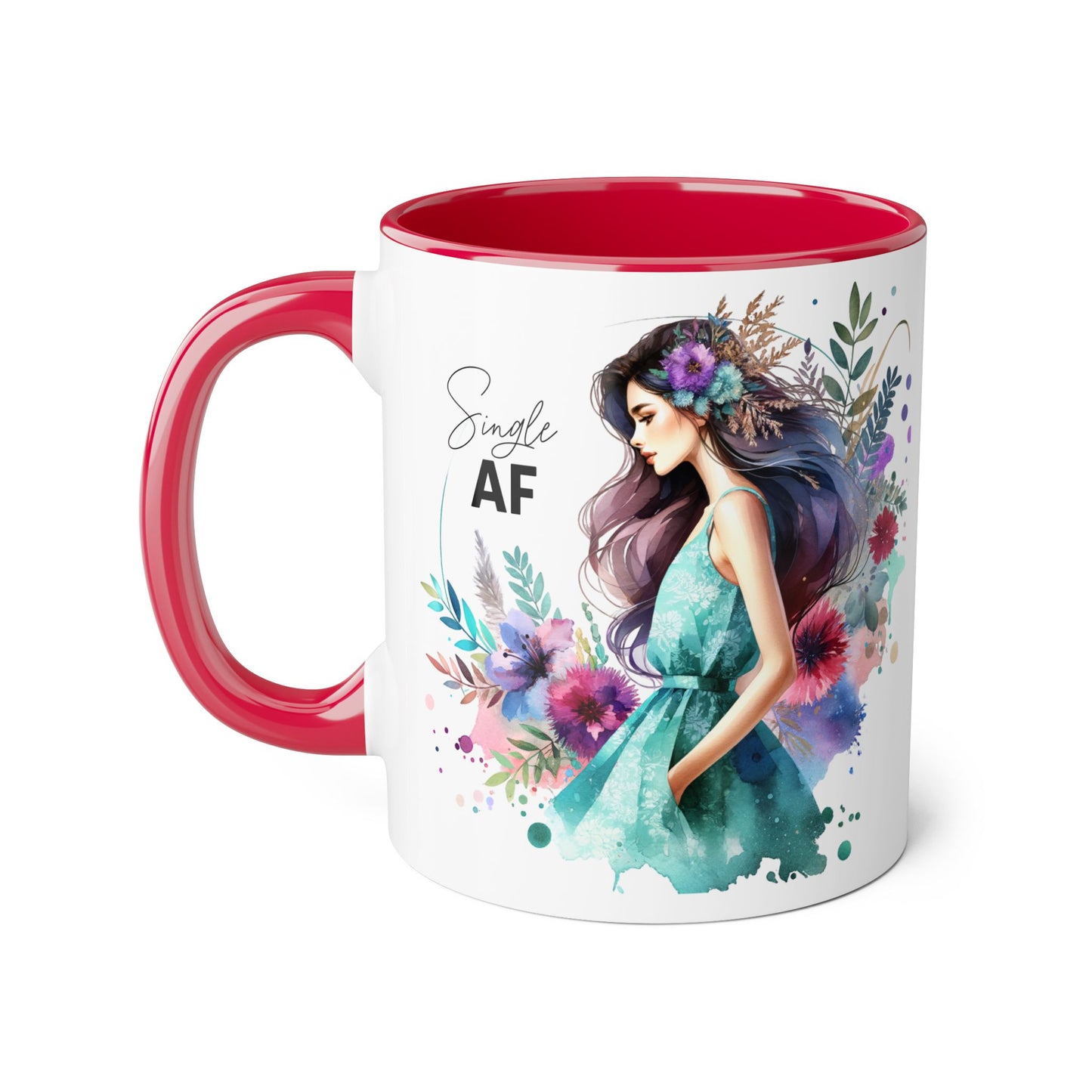 Single AF Floral Accent Mug - Perfect Gift for Singles, Coffee Lovers, Birthday, Self-Care, Galentine's Day