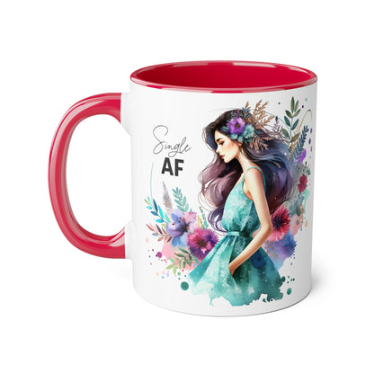 Single AF Floral Accent Mug - Perfect Gift for Singles, Coffee Lovers, Birthday, Self-Care, Galentine's Day