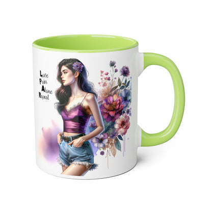 Floral Accent Mug, Personalized Coffee Cup, Artistic Drinkware, Unique Gift for Her, Women's Day Present, Home Decor
