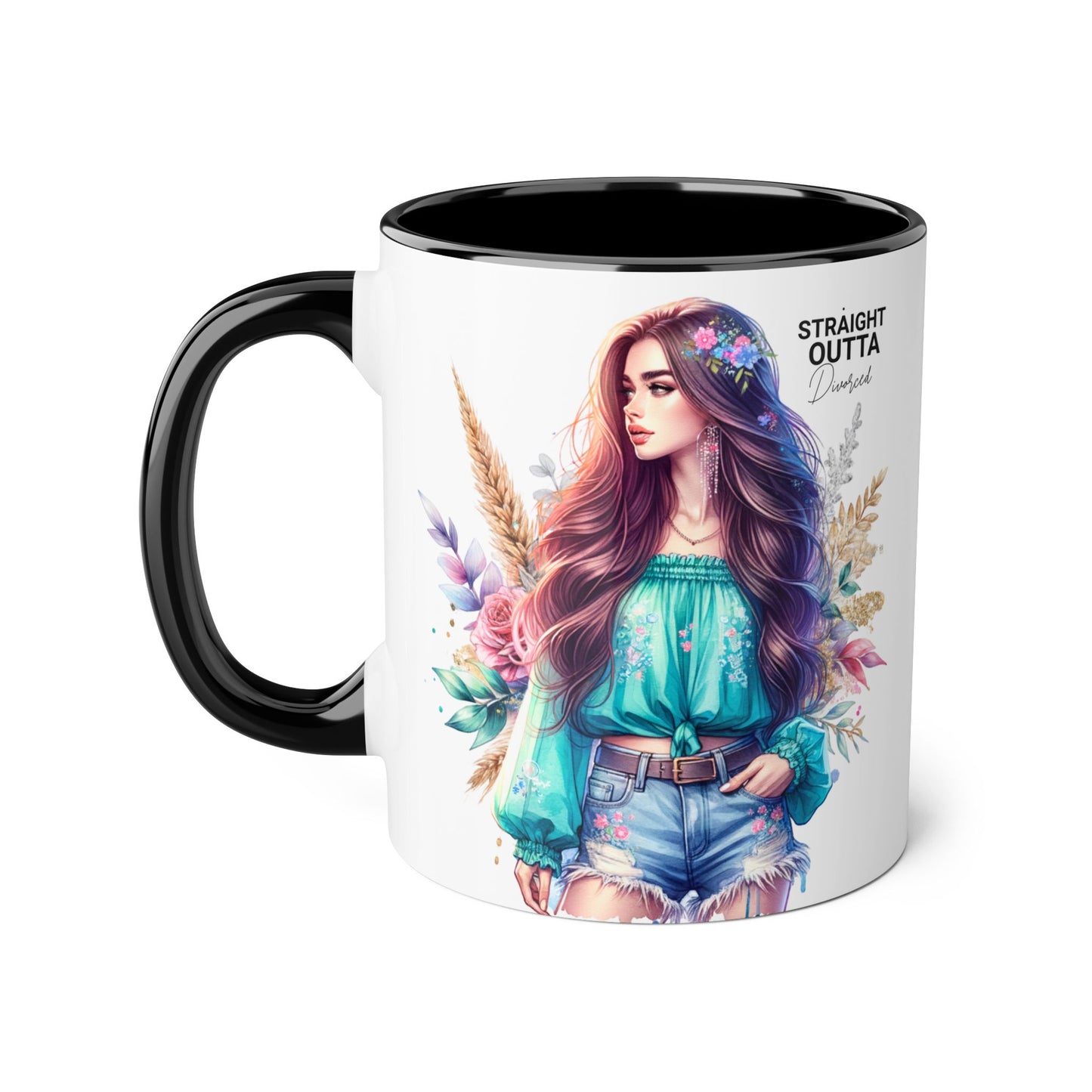Straight Outta Divorced Humoristic Vibrant Floral Accent Mug, Straight Outta Design, Gift for Coffee Lovers, Boho Home Decor, Ideal for Birthdays, Celebrations, Enjoy [...]