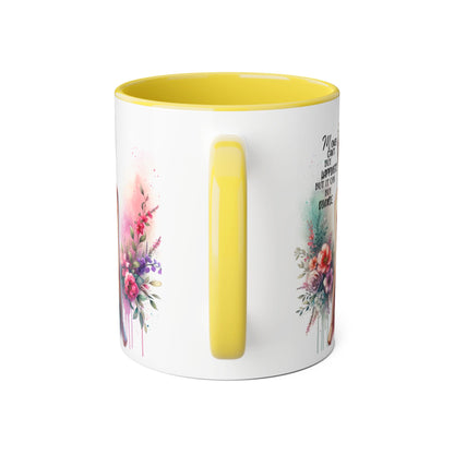 Money Can't Buy Happiness But It Can Buy Divorce Humoristic Colorful Women Empowerment Accent Mug - Inspirational Gift, Motivational Coffee Cup, Floral Design, Art Lover, Birthday Present