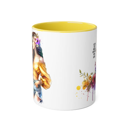 If I'm Too Much, Then Go Find Less Bohemian Accent Mugs, Inspirational Coffee Cup, Floral Art Mug, Unique Gift for Her, Cute Kitchen Decor, Perfect for Birthdays, Self-Care