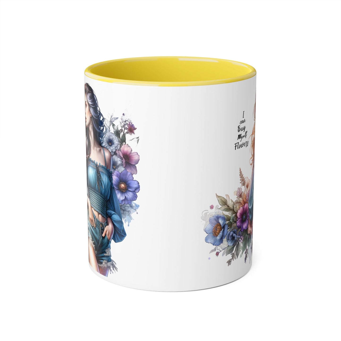Floral Accent Mug - I Can Buy Myself Flowers , Gift for Her, Coffee Lover, Self-Care, Home Decor, Women Empowerment