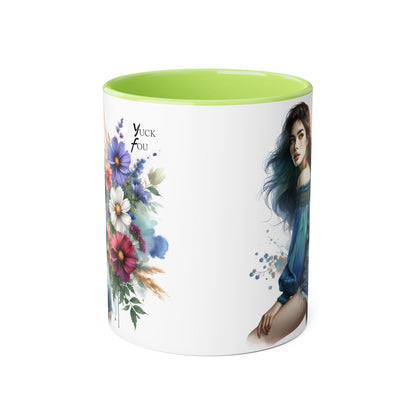 Bohemian Accent Mug - Yuck Fou Floral Design, Gift for Artists, Unique Coffee Cup, Home Decor, Stylish Drinkware