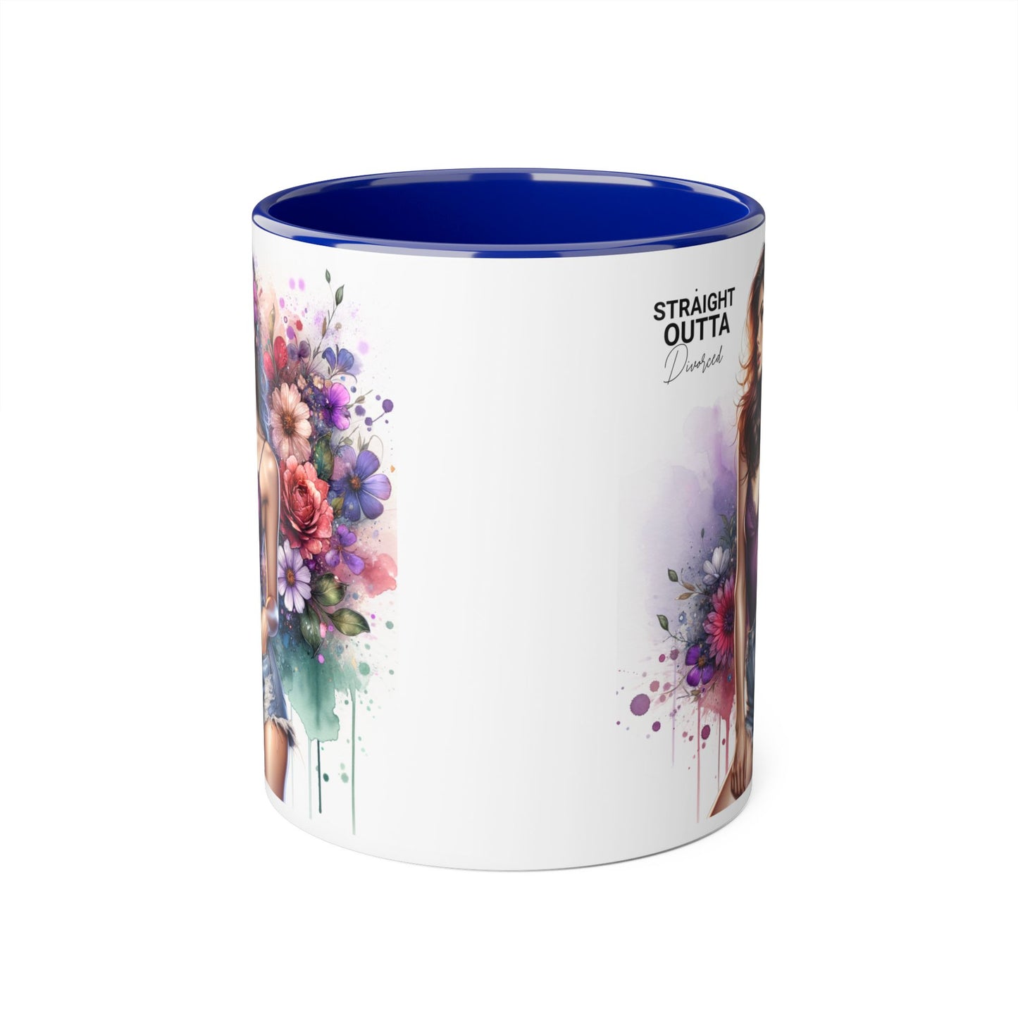 Straight Outta Divorced Humoristic Floral Art Accent Mug, Straight Outta, Gift for Her, Coffee Lover, Home Décor, Unique Tea Cup, Birthday Present
