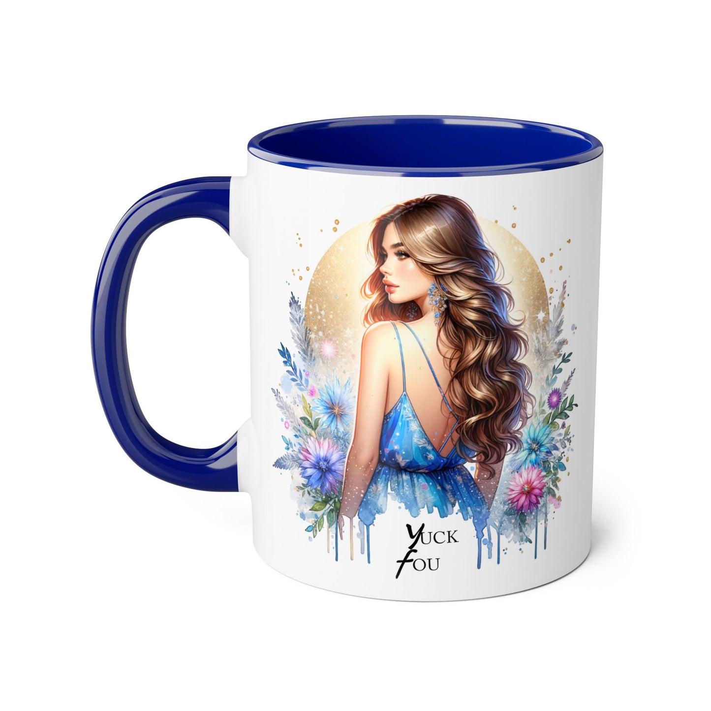 Yuck Fou Floral Accent Mug Collection - Inspirational Coffee Cup for Women, Unique Gift for Friends, Home Decor, Birthday Present, Self-Care Tea Mug