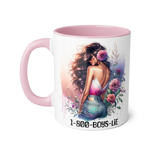 Chic Accent Mugs for Trendsetters, Floral Design Coffee Cup for Girls, 1-800-BOYS-LIE Gift for Friends, Cute 11oz Tea Mug, Stylish [...]